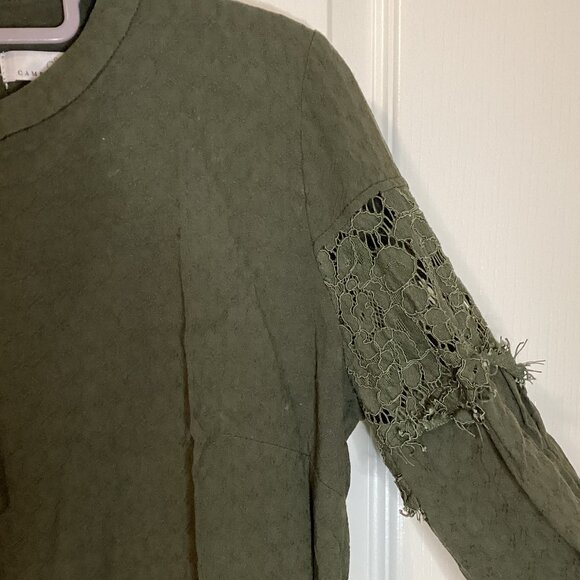Camber & Grace Women's Long Sleeve Blouse Top Size SP Dark Green Boho Lace - Picture 2 of 7